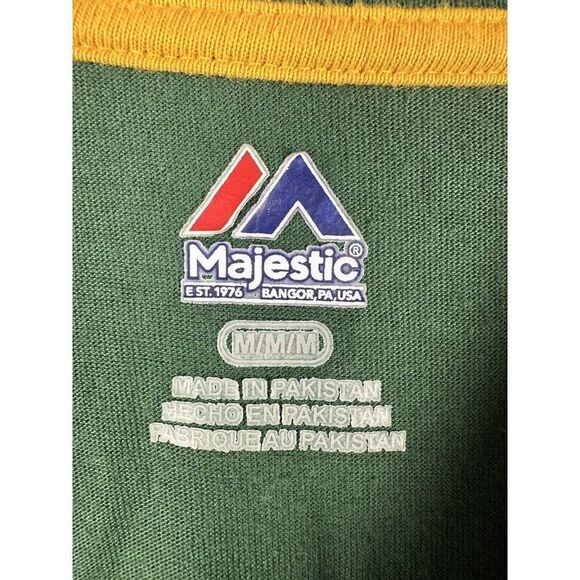 Green Bay Packers NFL Long Sleeve Shirt Stripes Green Gold Men’s Medium Majestic - Picture 4 of 5